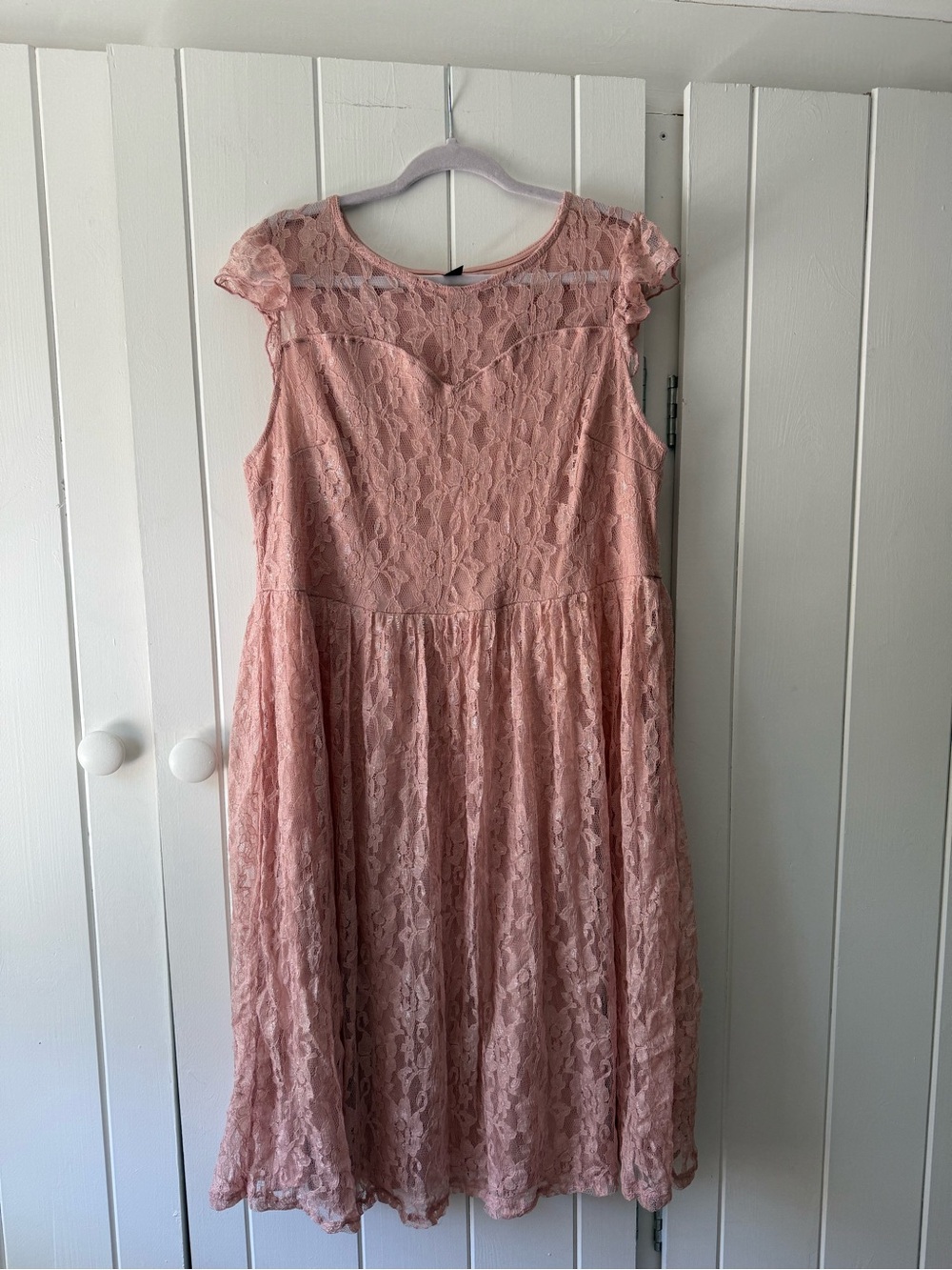 Blush Pink Lace Fit & Flare Dress